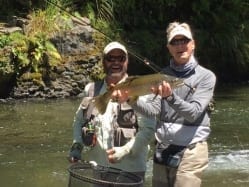 Jim Linville holds a nice fish. Photo Nathaniel Linville, guiding Paul McDonald