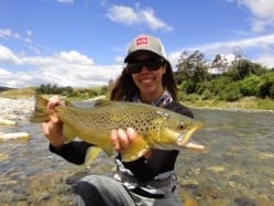 Kat with a nice South Island brown. Guiding John Gendall