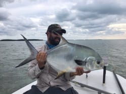 A 20 pound  permit on 4lb tippet. This fish was four pounds shy of the record. Photo Chad Huff, guiding John O'Hearn