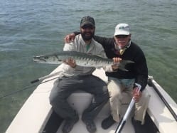 Steve and Nathaniel hold a nice cuda caught in the 2016 Cuda Bowl. Photo/guiding courtesy Captain John Benvenuto