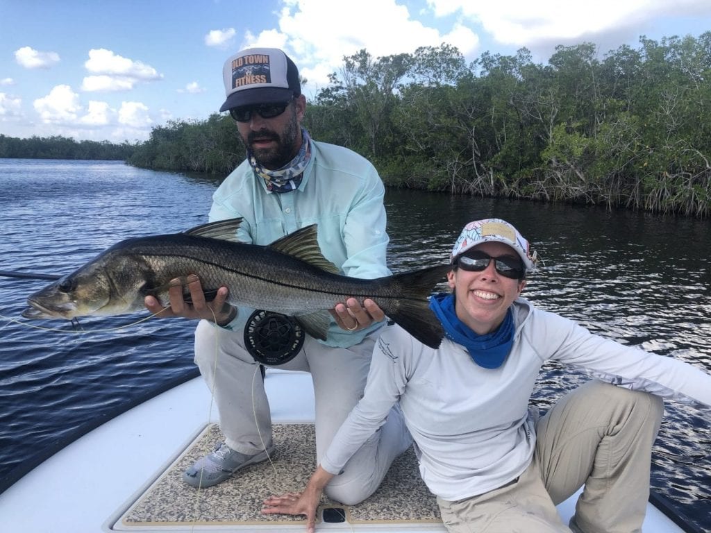 Nate and Kate with a snook. Photo/guiding Chad Huff